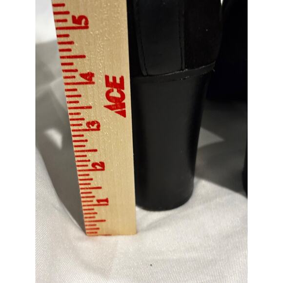 Woman’s APT 9 Black Suede Zip Boots Sz 9 chunky biker studded buckle straps - Picture 7 of 13